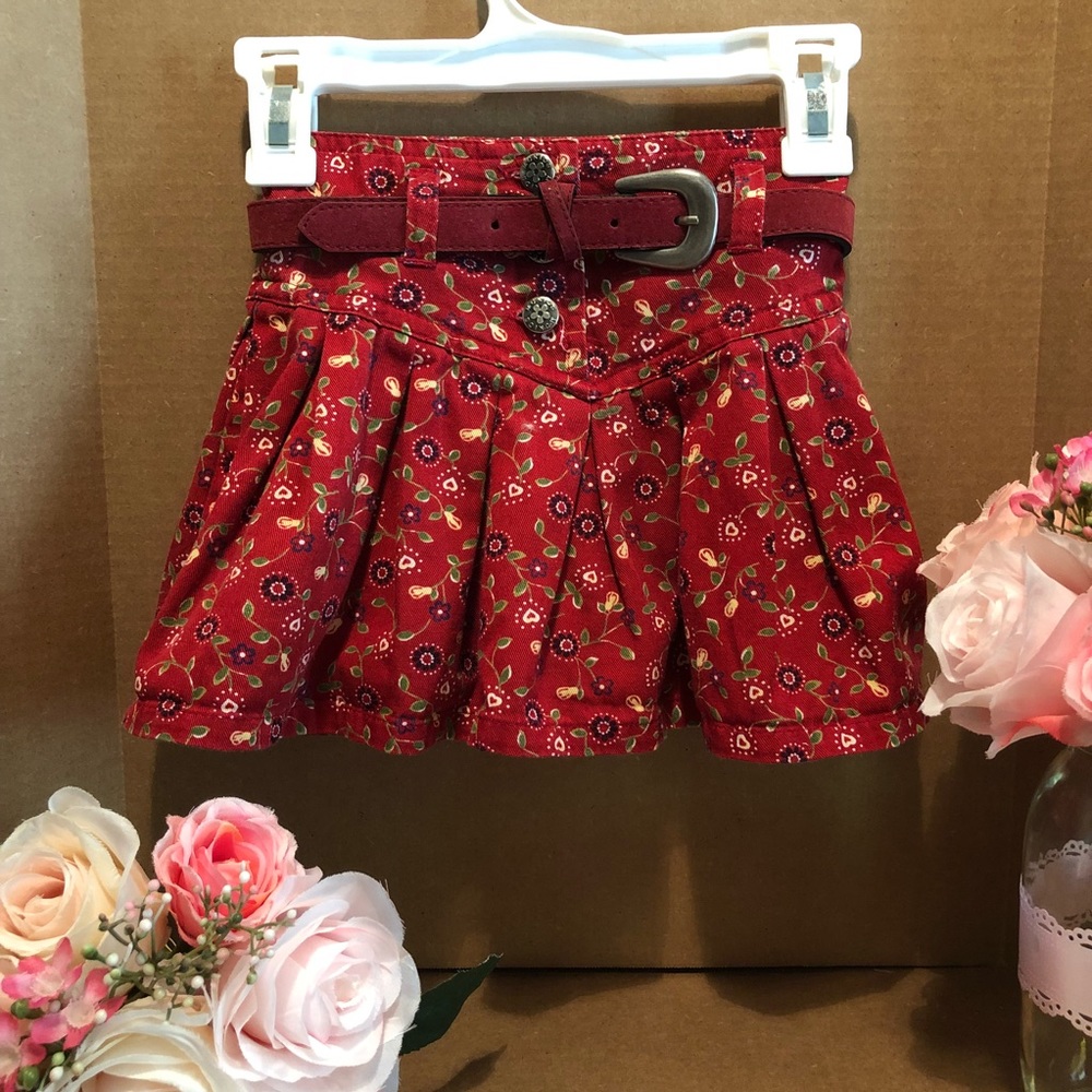 McKids skirt with belt floral red 2T